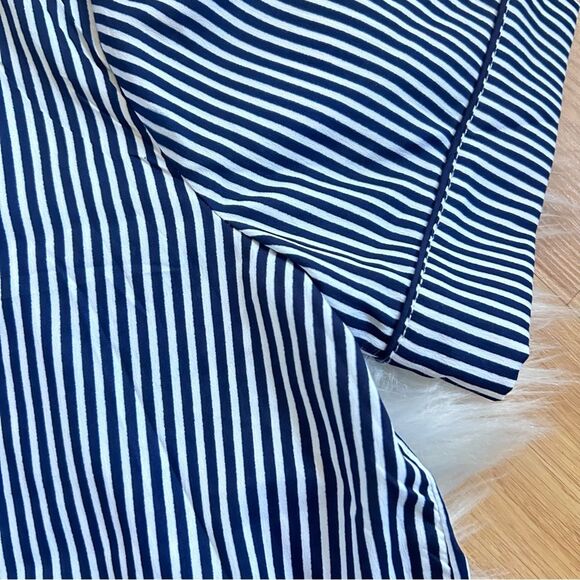NWT Isaac Mizrahi Striped Top Navy Blue White Short Sleeve Large - Picture 4 of 7